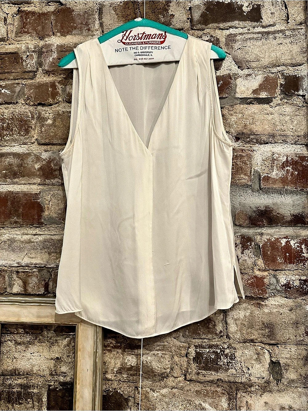 Kobi Halperin Mila Sleeveless Stretch Silk Blouse Cream XL